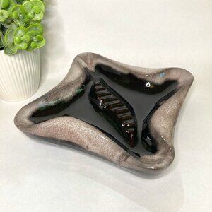 Vintage Mid Century Modern Cream and Brown Glaze Ashtray Canada 575